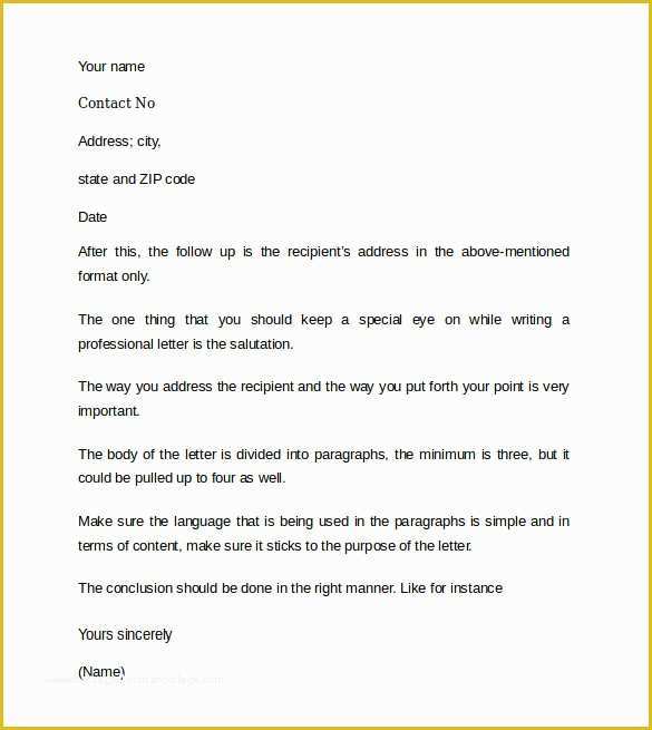 Professional Cover Letter Template Free Of Sample Professional Cover Letter 8 Documents Download