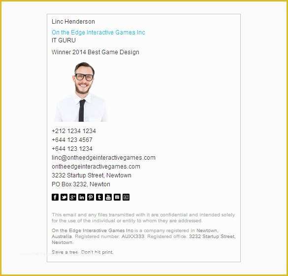 Professional Email Signature Templates Free Of Email Signature Template