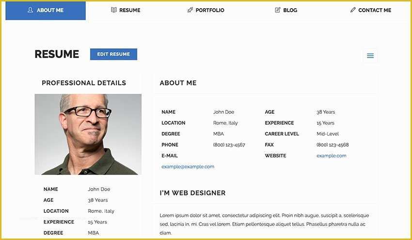 Professional Personal Website Templates Free Of 10 Free Professional HTML Css Cvresume Templates Resume