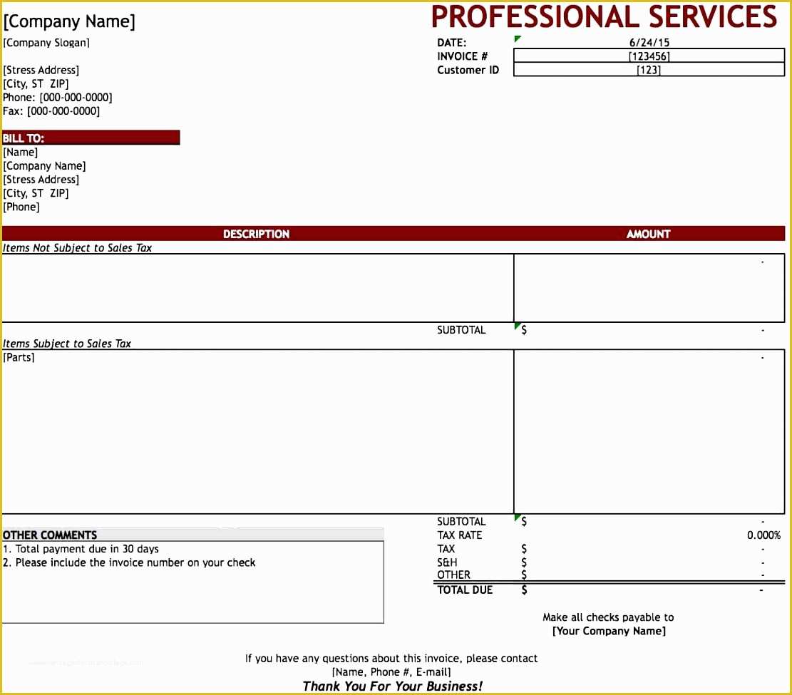 Professional Services Invoice Template Free Of 10 Service Invoice Templates Sampletemplatess