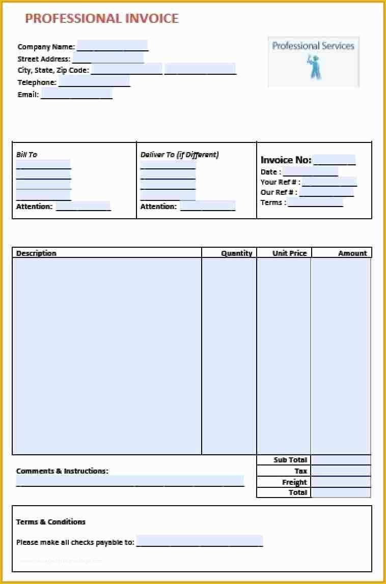 Professional Services Invoice Template Free Of 4 Bill format In Word for Professional Services