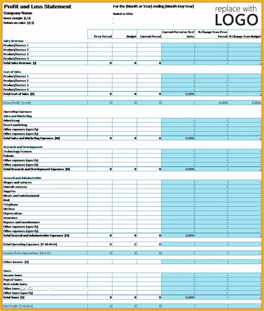 Profit and Loss Statement Excel Template Free Of 5 Profit and Loss Spreadsheet Template