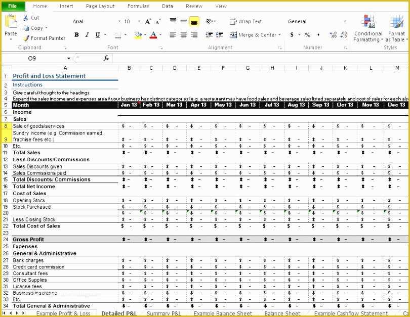 Profit and Loss Statement Excel Template Free Of 5 Restaurant Monthly Profit and Loss Statement Template