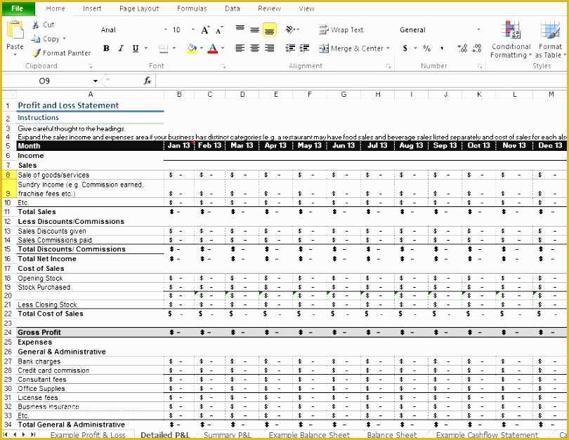 Profit and Loss Statement Excel Template Free Of 5 Restaurant Monthly Profit and Loss Statement Template
