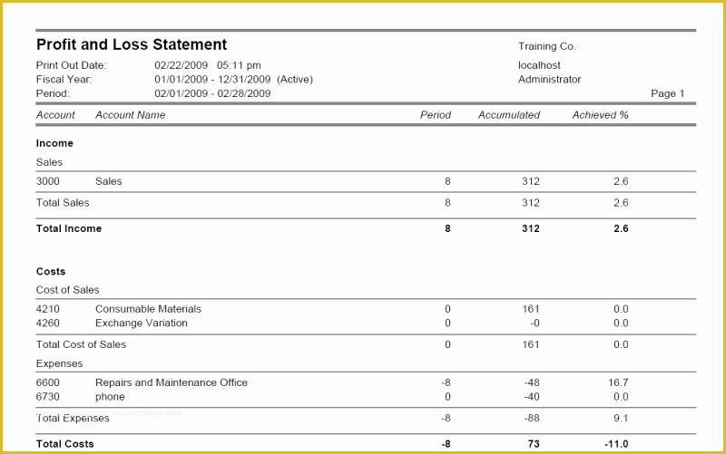 Profit and Loss Statement Excel Template Free Of 7 Profit and Loss Statement Templates Excel Pdf formats