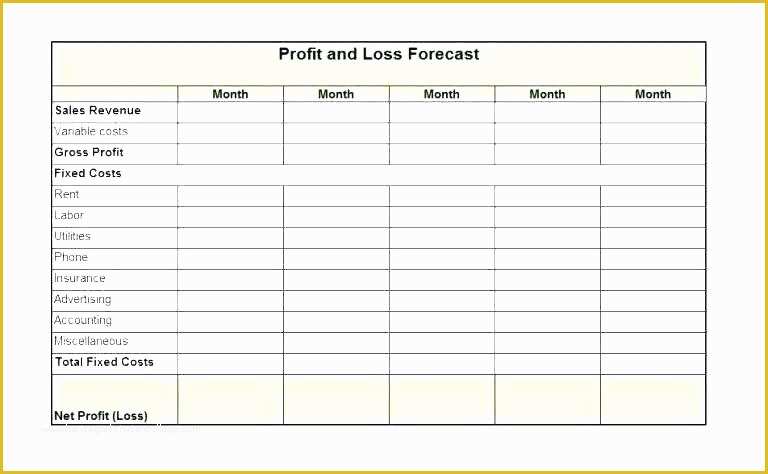 Profit and Loss Statement Excel Template Free Of Monthly Profit and Loss Template Best Statement Free