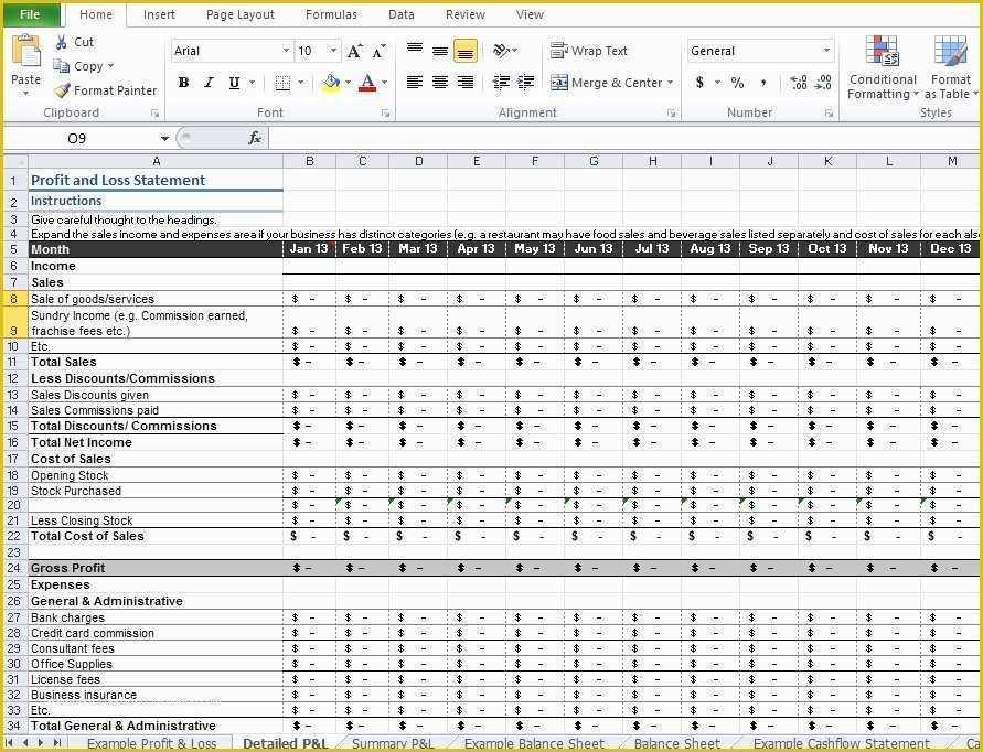 Profit and Loss Statement Excel Template Free Of Restaurant Profit and Loss Statement Template Excel