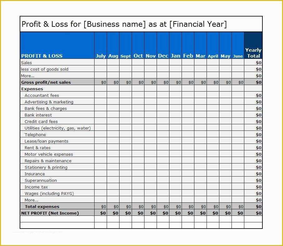 Profit And Loss Statement Template Free Download Of 35 Profit And Loss 