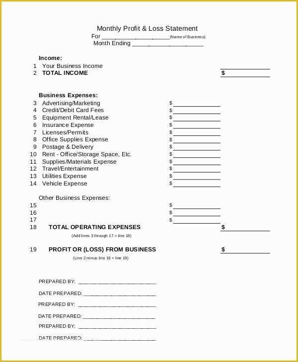 Profit and Loss Statement Template Free Download Of 9 Sample Profit and Loss forms