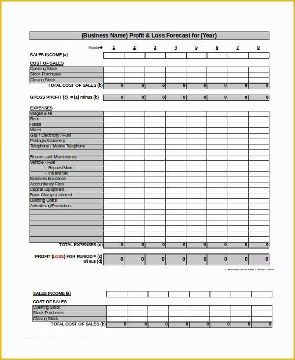 Profit and Loss Statement Template Free Download Of Excel Profit and Loss Template 7 Free Excel Documents