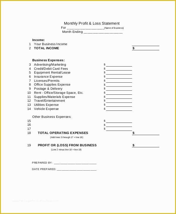 Profit and Loss Statement Template Free Download Of Profit & Loss Statement Template 13 Free Pdf Excel