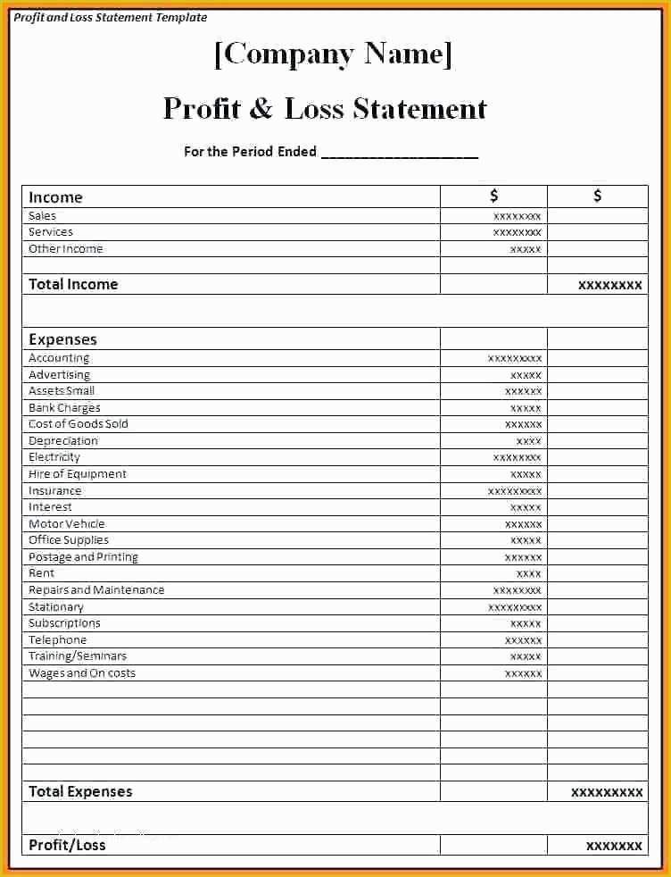 Profit and Loss Statement Template Free Of Sample Profit and Loss Statement Template Restaurant Excel