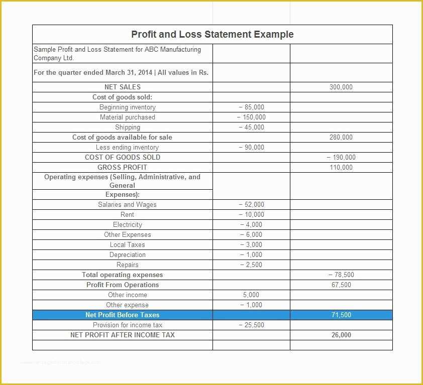 Profit and Loss Template Free Download Of 38 Free Profit and Loss Statement Templates & forms Free