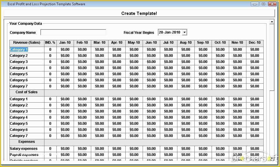 Profit and Loss Template Free Download Of Download Free Excel Profit and Loss Projection Template
