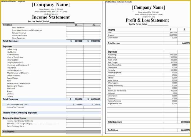 Profit and Loss Template Free Download Of Free Download In E Also Profit and Loss Statement