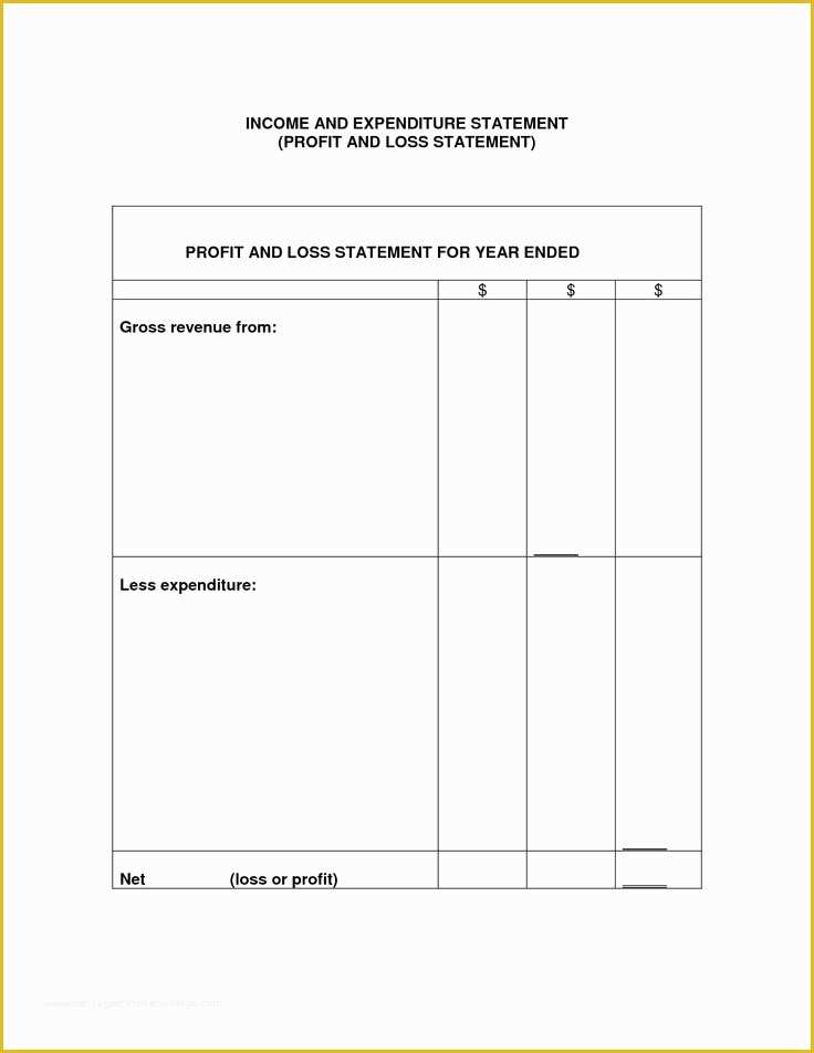 Profit and Loss Template Pdf Free Of Printable Profit and Loss Template
