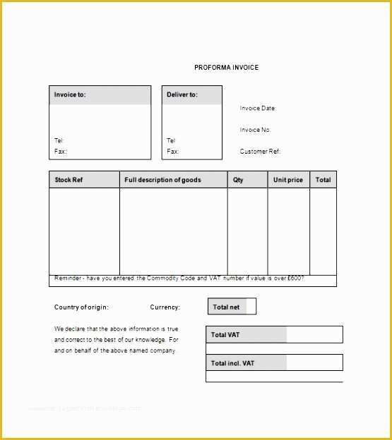 Proforma Invoice Template Pdf Free Download Of 6 Proforma Invoice Template Word Sampletemplatess