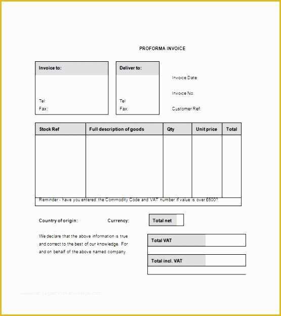 Proforma Invoice Template Pdf Free Download Of 6 Proforma Invoice Template Word Sampletemplatess