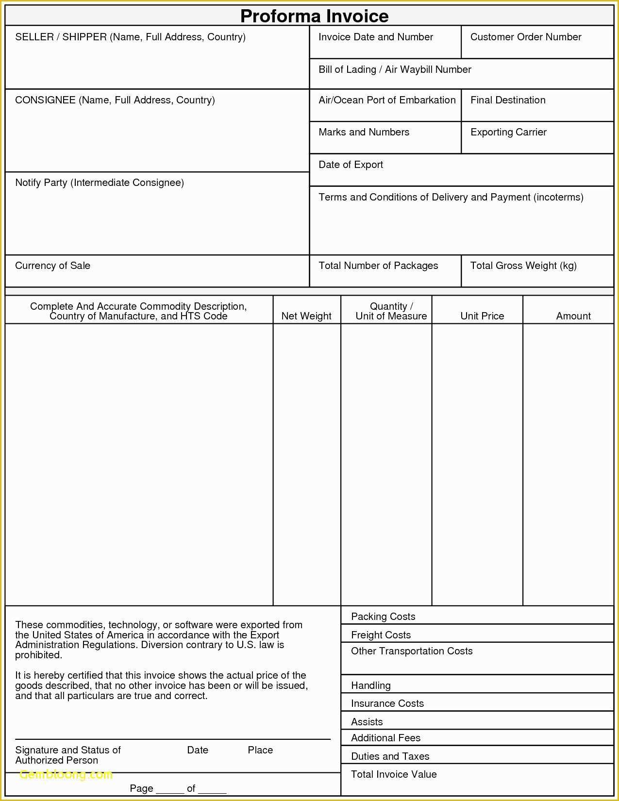 Proforma Invoice Template Pdf Free Download Of Awesome Proforma Invoice Template Pdf