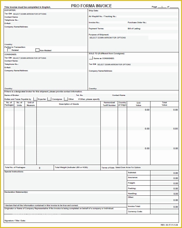 Proforma Invoice Template Pdf Free Download Of Fedex Proforma Invoice Template Pdf Pro forma Invoice