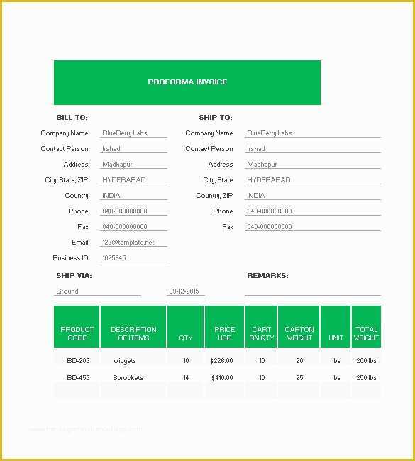 Proforma Invoice Template Pdf Free Download Of Proforma Invoice Template Pdf Free Download