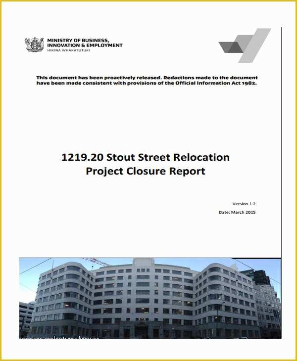 Project Closure Report Template Free Of 39 Project Report Samples