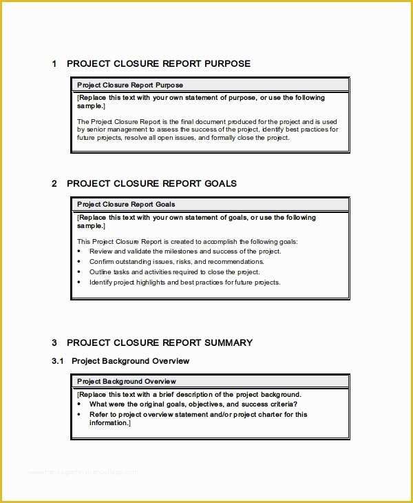 Project Closure Report Template Free Of 49 Report Templates Free Sample Example format