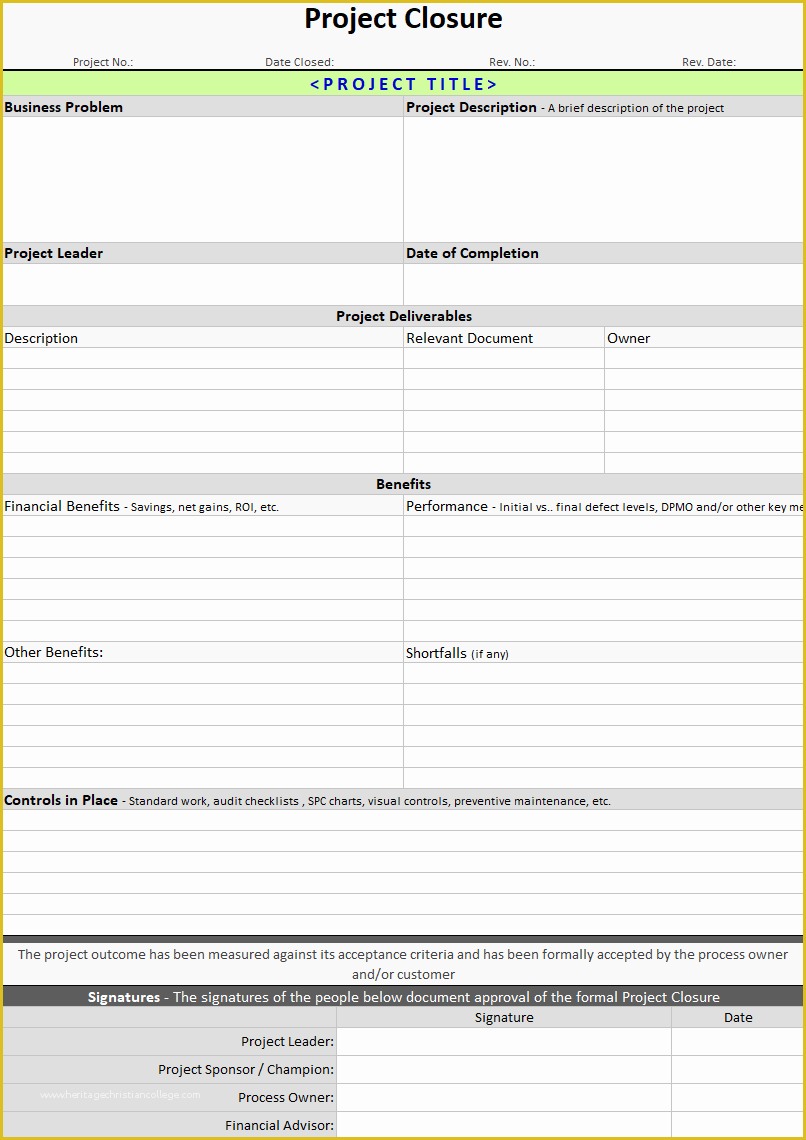 Project Closure Report Template Free Of Continuous Improvement toolkit
