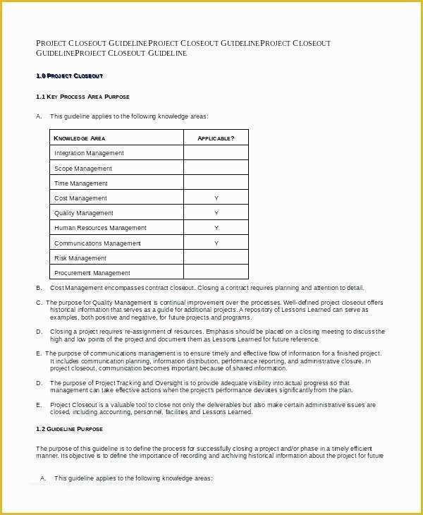 Project Closure Report Template Free Of Post Implementation Project Closeout Template Plan Sample