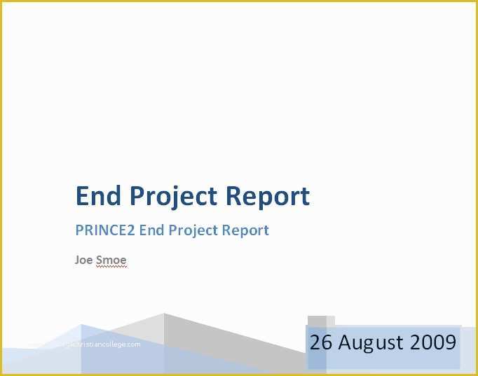 Project Closure Report Template Free Of Prince2 End Project Report