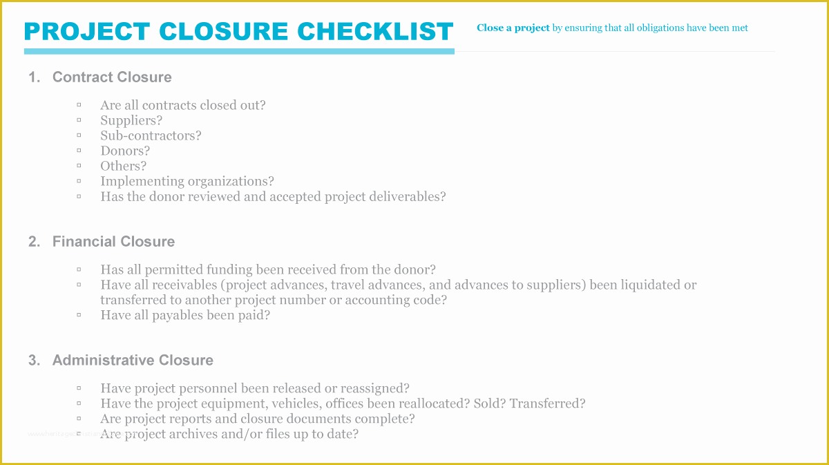 Project Closure Report Template Free Of Project Closure Checklist