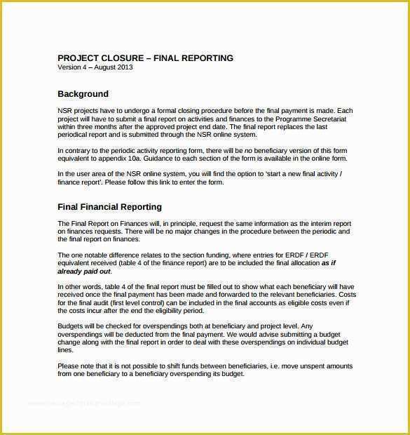 Project Closure Report Template Free Of Project Closure Report Template 11 Documents In Pdf Word