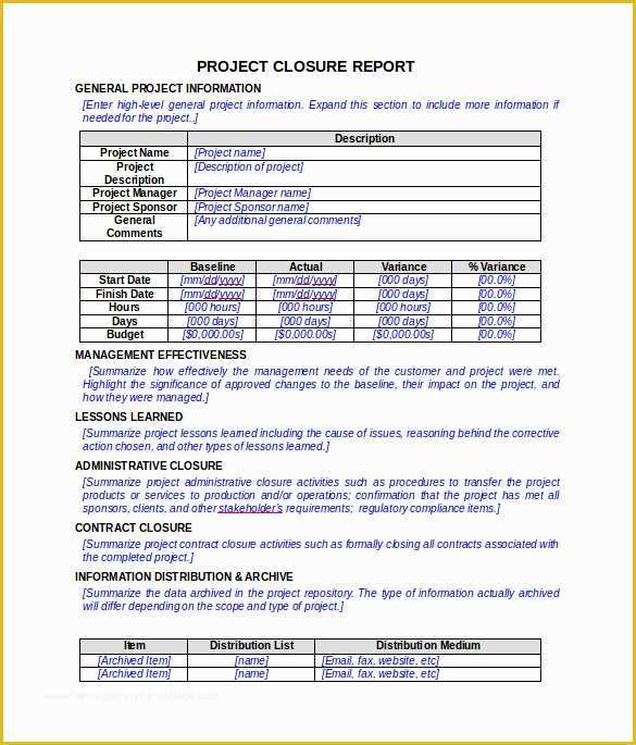 Project Closure Report Template Free Of Project Closure Report Template 11 Documents In Pdf Word