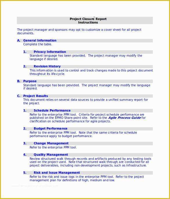 Project Closure Report Template Free Of Project Closure Report Template 11 Documents In Pdf Word