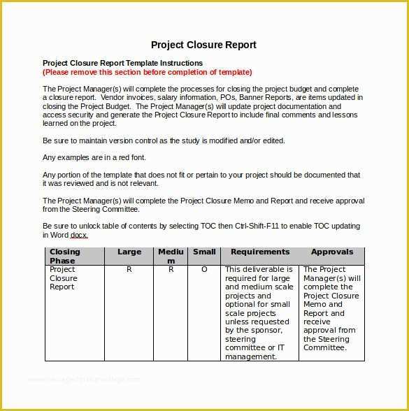 Project Closure Report Template Free Of Project Closure Report Template 11 Documents In Pdf Word