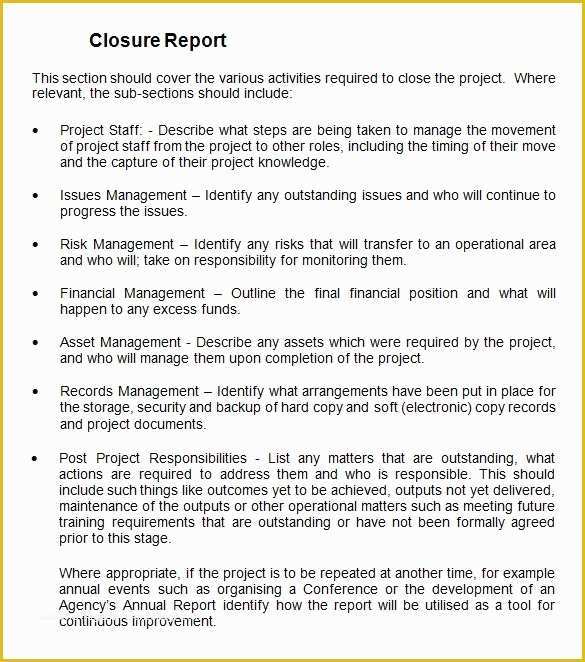 Project Closure Report Template Free Of Project Closure Report Template 9 Free Word Documents