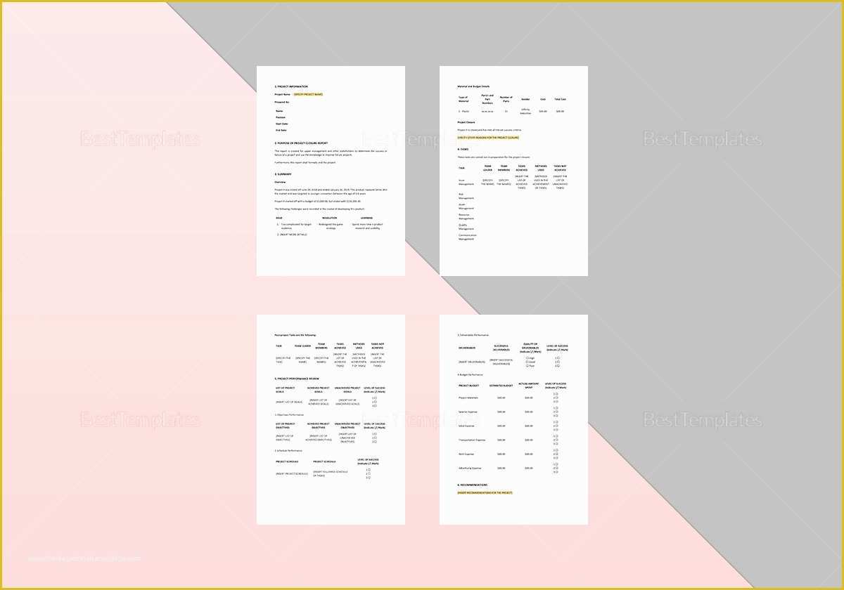 Project Closure Report Template Free Of Project Closure Report Template In Word Apple Pages