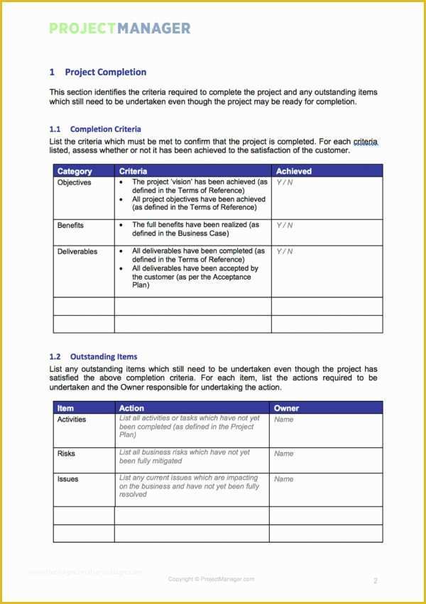 Project Closure Report Template Free Of Project Closure Template — Projectmanager