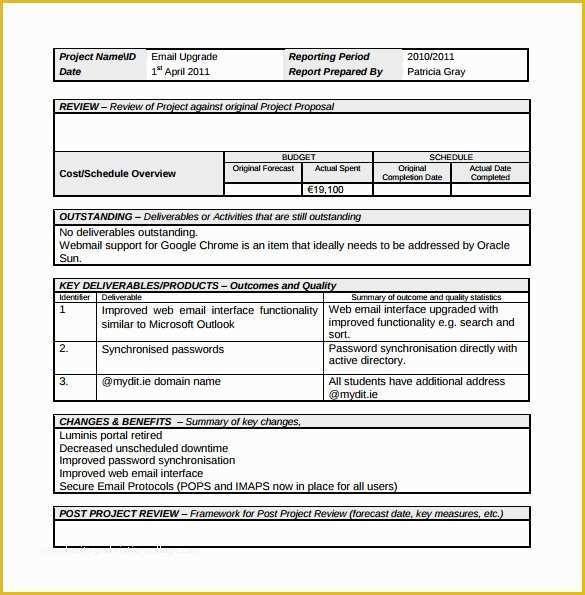 Project Closure Report Template Free Of Sample Project Closure Template 9 Free Documents In Pdf