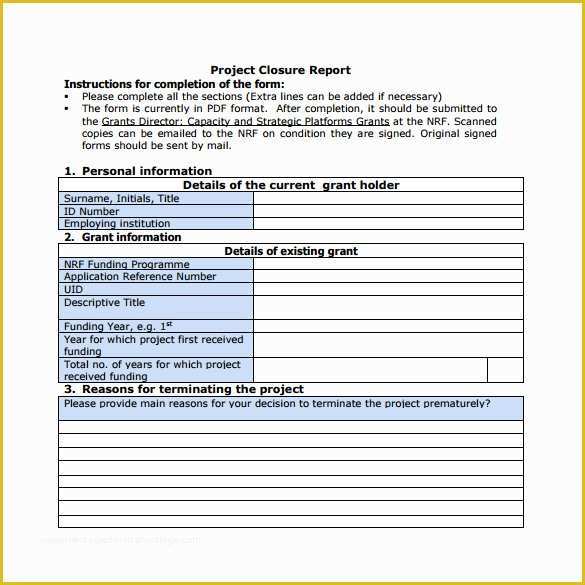 Project Closure Report Template Free Of Sample Project Closure Template 9 Free Documents In Pdf