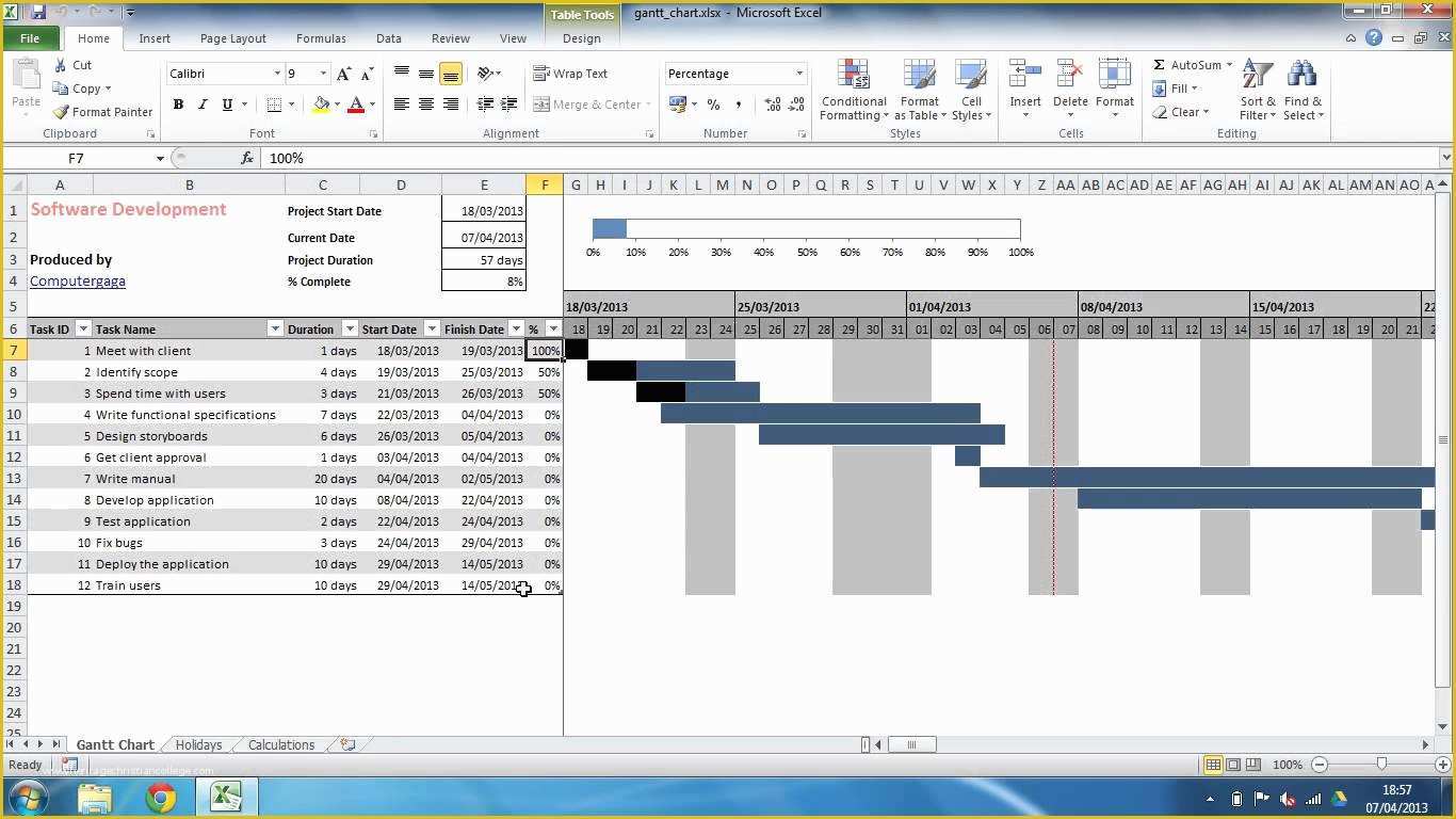Project Management Excel Gantt Chart Template Free Of Gantt Chart Template Excel 2010