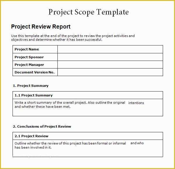 Project Outline Template Free Of 8 Sample Project Scope Templates – Pdf Word
