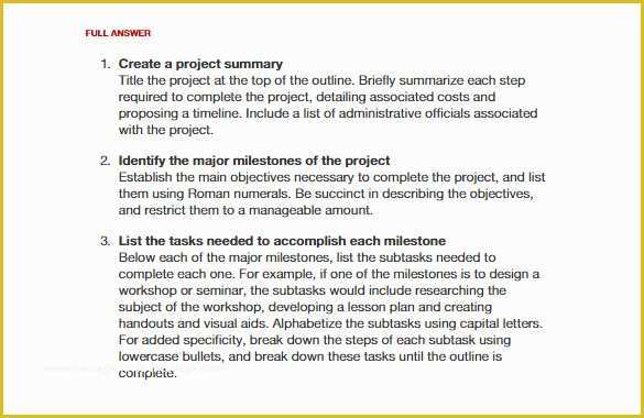 Project Outline Template Free Of Project Outline Template 8 Free Sample Example format