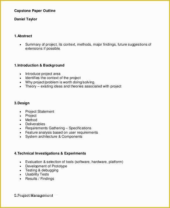 Project Outline Template Free Of Project Outline Template 8 Free Sample Example format