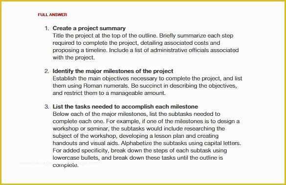 Project Outline Template Free Of Project Outline Template 8 Free Word Excel Pdf format