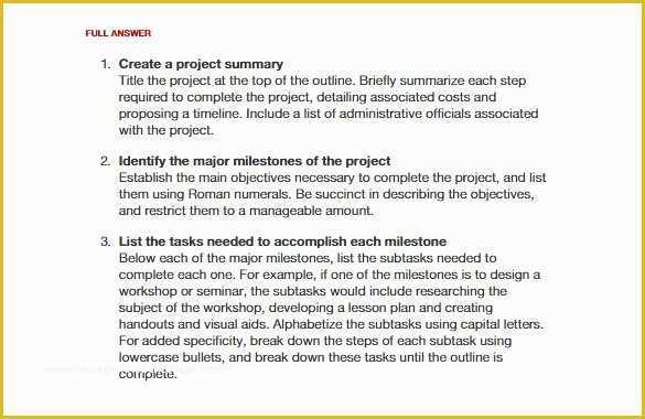 Project Outline Template Free Of Project Outline Template 8 Free Word Excel Pdf format