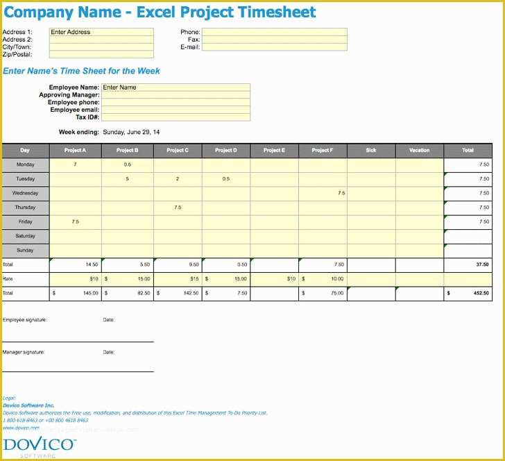 Project Timesheet Template Free Of 3 Project Timesheet Template Free Download