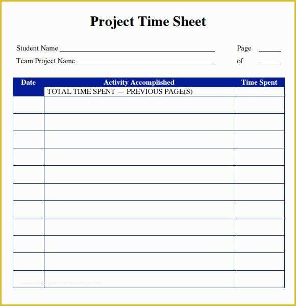 Project Timesheet Template Free Of 7 Sample Project Timesheets