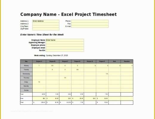 Project Timesheet Template Free Of Timesheet Templates – 35 Free Word Excel Pdf Documents