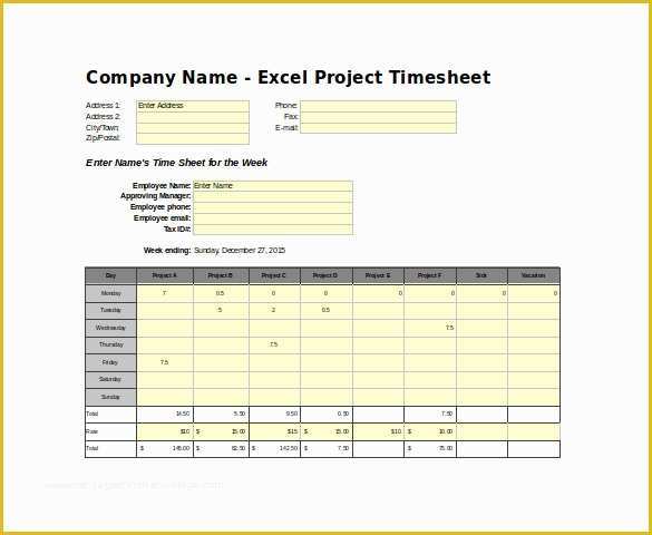 45 Project Timesheet Template Free
